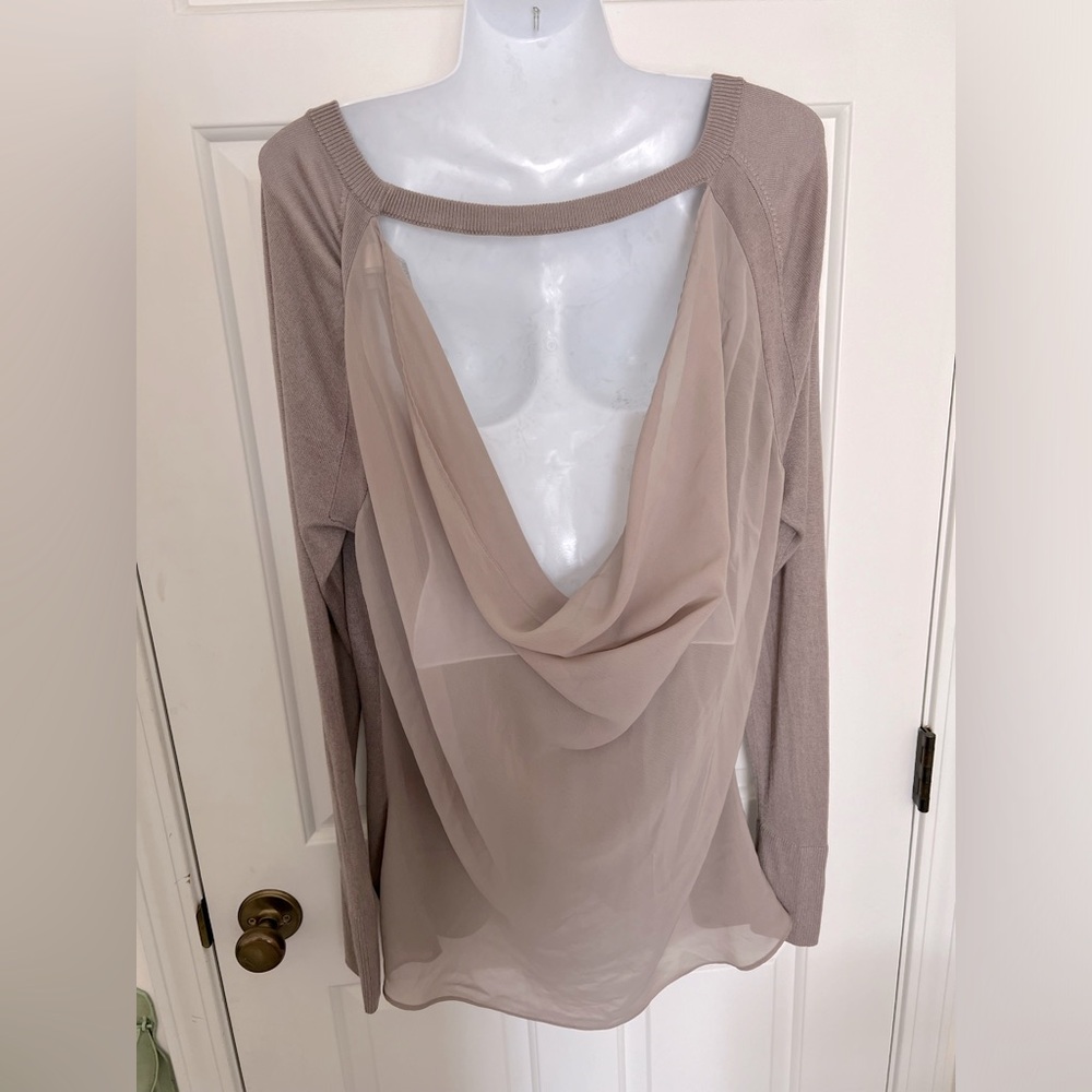Lane Collection by Lane Bryant peek-a-boo back sweater in fawn